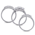 White Gold Yaffie Signature Collection with 1 3/4ct of Created White Sapphire in a Stunning 3-Stone 3-Piece Bridal Set.