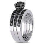 Yaffie ™ Handcrafted 3-Piece Bridal Set with 1 1/10ct TDW Black Diamond in Sterling Silver