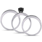 Yaffie ™ Handcrafted 3-Piece Bridal Set with 1 1/10ct TDW Black Diamond in Sterling Silver