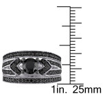 Yaffie ™ Handcrafted Split Shank Bridal Set with 1 1/4ct TDW Black Diamond in Sterling Silver