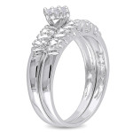 Sparkling Yaffie Silver Diamond Cluster Engagement Set with 1/10ct TDW for Bridal Bliss