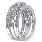 Vintage Filigree Diamond Band Set in Sterling Silver, featuring 1/10ct TDW and 3 pieces by Yaffie.
