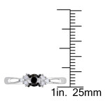 Yaffie™ Custom Sterling Silver Half-Carat TDW Black and White Diamond Engagement Ring