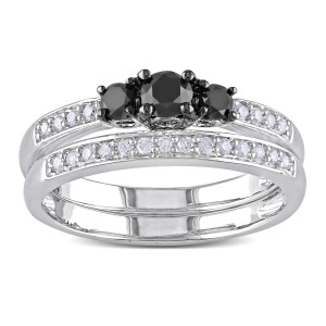 Yaffie Custom Sterling Silver Ring Featuring 1/2ct TDW Black and White Diamonds