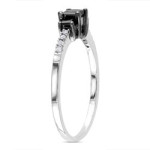 Bespoke Yaffie ™ Princess-Cut Diamond Ring in Sterling Silver with 1/2ct TDW in Black and White.