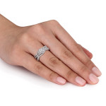 Sterling Silver Yaffie Diamond Bridal Ring Set - 1/2ct TDW