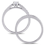 Sterling Silver Yaffie Diamond Bridal Ring Set - 1/2ct TDW