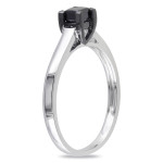 Custom-made Yaffie ™ Princess-cut Black Diamond Solitaire Engagement Ring in Sterling Silver with 1/2ct TDW