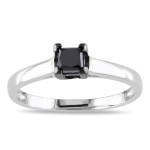 Custom-made Yaffie ™ Princess-cut Black Diamond Solitaire Engagement Ring in Sterling Silver with 1/2ct TDW