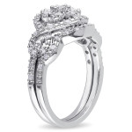 Yaffie Sparkling Sterling Silver Bridal Set with 1/3ct TDW Diamonds
