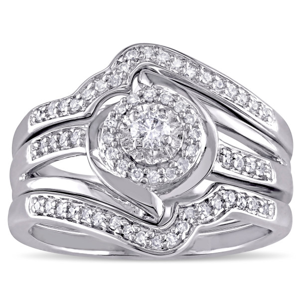 Sparkling Love: Yaffie Sterling Silver Diamond Bypass Bridal Set