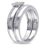 Yaffie Cluster Diamond Bridal Ring Set - 1/3ct TDW Sterling Silver for Engagement, Wedding, and Anniversary-style.