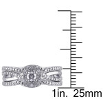 Sterling Silver Diamond Halo Bridal Ring Set with 1/3ct of Sparkle by Yaffie