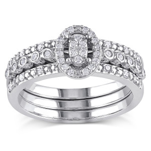 Yaffie Oval Diamond Bridal Set in Sterling Silver with Irresistible 1/3ct TDW
