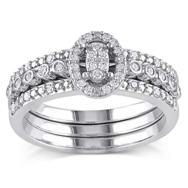 Yaffie Oval Diamond Bridal Set in Sterling Silver with Irresistible 1/3ct TDW