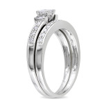 Yaffie Bridal Ring Set: Sterling Silver with a Sparkling Mix of Princess, Baguette, and Round-cut Diamonds, 1/3ct TDW.