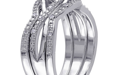 Yaffie Elegant Princess & Round-Cut Bridal Ring Set in Silver
