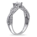 Braided Princess-Cut Silver Ring with 1/3ct TDW Diamonds by Yaffie