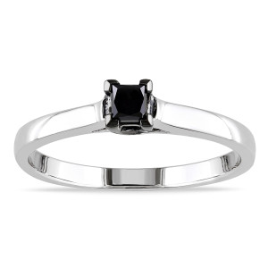 Yaffie ™ Custom Sterling Silver Solitaire Ring with 1/4ct TDW Black Diamond