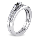 Yaffie ™ Custom Sterling Silver Ring Set with 1/4ct TDW Black and White Diamonds