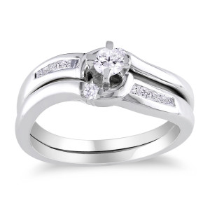 Sparkling Yaffie Sterling Silver Bridal Ring Set with 1/4ct TDW Diamonds