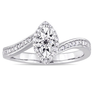 Sterling Silver Diamond Bypass Engagement Ring by Yaffie with 0.25ct Total Diamond Weight