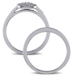 Yaffie Sterling Silver Bridal Ring Set with a Sparkling Diamond Halo Cluster (1/4ct TDW)