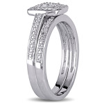 Yaffie Sterling Silver Bridal Ring Set with a Sparkling Diamond Halo Cluster (1/4ct TDW)