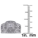 Sterling Silver Bridal Ring Set with Shimmering Princess-cut Diamond Totaling 1/4ct!
