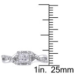 Yaffie Silver Princess-cut Diamond Crossover Halo Engagement Ring with 1/4ct TDW