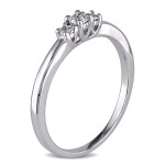 Sterling Silver Triple Diamond Ring with 0.2ct Total Diamond Weight