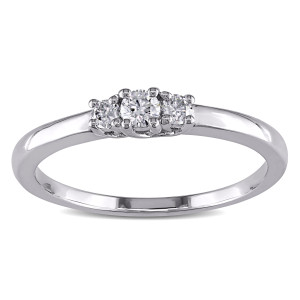 Sterling Silver Triple Diamond Ring with 0.2ct Total Diamond Weight