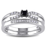 Yaffie™ made-to-order Bridal Set with 1/5 ct TDW Black Diamond in Sterling Silver
