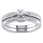 Sparkling Yaffie Wedding Set in Sterling Silver with 0.2ct Total Diamond Weight
