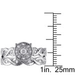Vintage Halo Bridal Ring Set with Delicate Infinity Filigree and 1/5ct TDW Diamond in Sterling Silver by Yaffie.