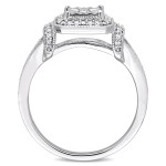 Yaffie Sterling Silver Diamond Engagement Ring with Square Halo (1/5ct TDW)