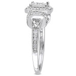 Yaffie Sterling Silver Diamond Engagement Ring with Square Halo (1/5ct TDW)