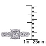 Vintage Halo Engagement Ring with 1/5ct TDW Diamond - Sterling Silver by Yaffie