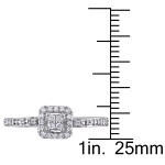 Sterling Silver Diamond Halo Engagement Ring with Stunning Cluster Design, featuring 1/6ct TDW of Diamonds by Yaffie.