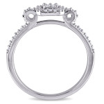 Sparkling Yaffie Clustered Halo Diamond Engagement Ring in Sterling Silver - 1/6ct TDW