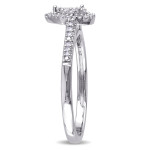 Sparkling Yaffie Tear-shaped Halo Ring with 1/6ct of Genuine Diamonds in Sterling Silver