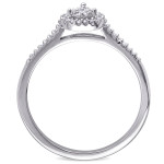 Sparkling Yaffie Tear-shaped Halo Ring with 1/6ct of Genuine Diamonds in Sterling Silver