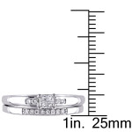 Yaffie Bridal Set with Princess-cut Diamond in Sterling Silver - 1/6ct TDW