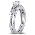 Yaffie Bridal Set with Princess-cut Diamond in Sterling Silver - 1/6ct TDW