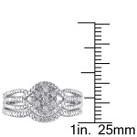 Sparkling Yaffie Silver Wedding Ring Set with Dazzling 1/7ct Diamonds in Cluster Design and Split Shank