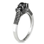 Yaffie ™ Handcrafted Black Diamond 3-Stone Ring in Sterling Silver with 1ct Total Diamond Weight