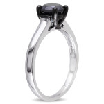 Yaffie ™ Crafts Custom Sterling Silver Black Diamond Engagement Ring with 1ct TDW Solitaire