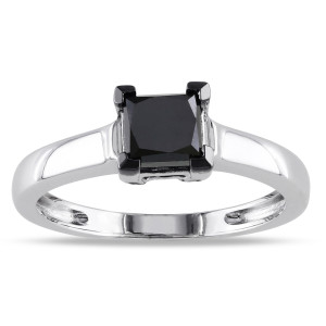 Custom Yaffie™ Sterling Silver Ring with 1ct TDW Black Diamond Solitaire