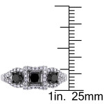 Yaffie ™ One Carat TDW Black and White Diamond 3-stone Ring in Sterling Silver - Expertly Crafted