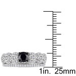 Yaffie ™ Custom-Made Sterling Silver Infinity Bridal Set with 1ct TDW Black and White Diamonds for Your Engagement and Wedding.